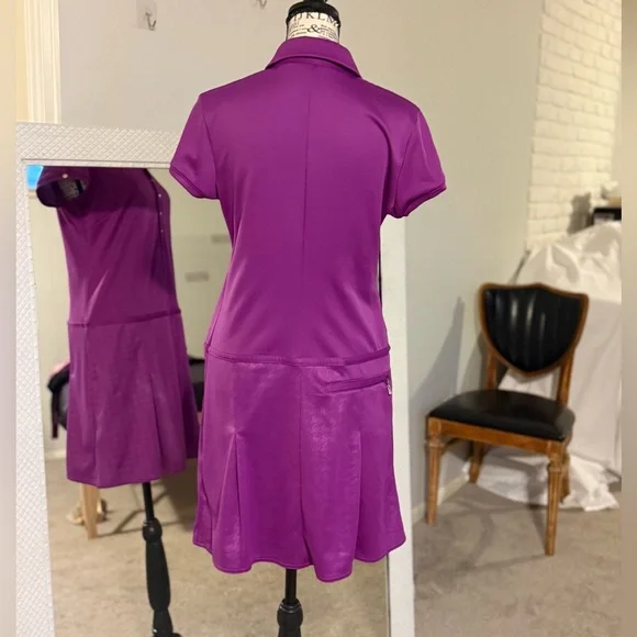 adidas Fuchsia Polo Midi Dress with Textured Skirt - Picture 7 of 7